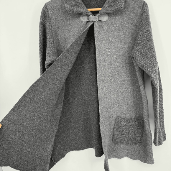 Chiaramente Womens Cardigan Sweater Size XL Grey Open Front Wool Blend - Picture 3 of 11